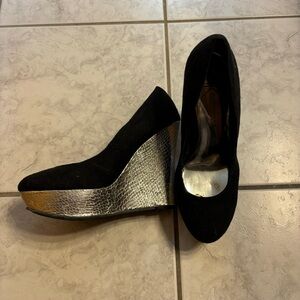 Kardiashian Kollection black wedge heels